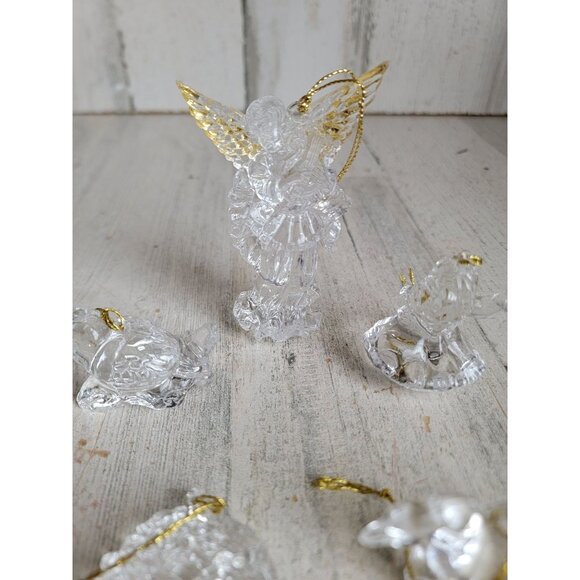 Plastic crystal angel goose wreath ornament cherub Xmas set - Picture 4 of 9